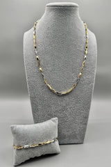 Completo Collana + Bracciale Bicolore Fantasia Rombi Argento925