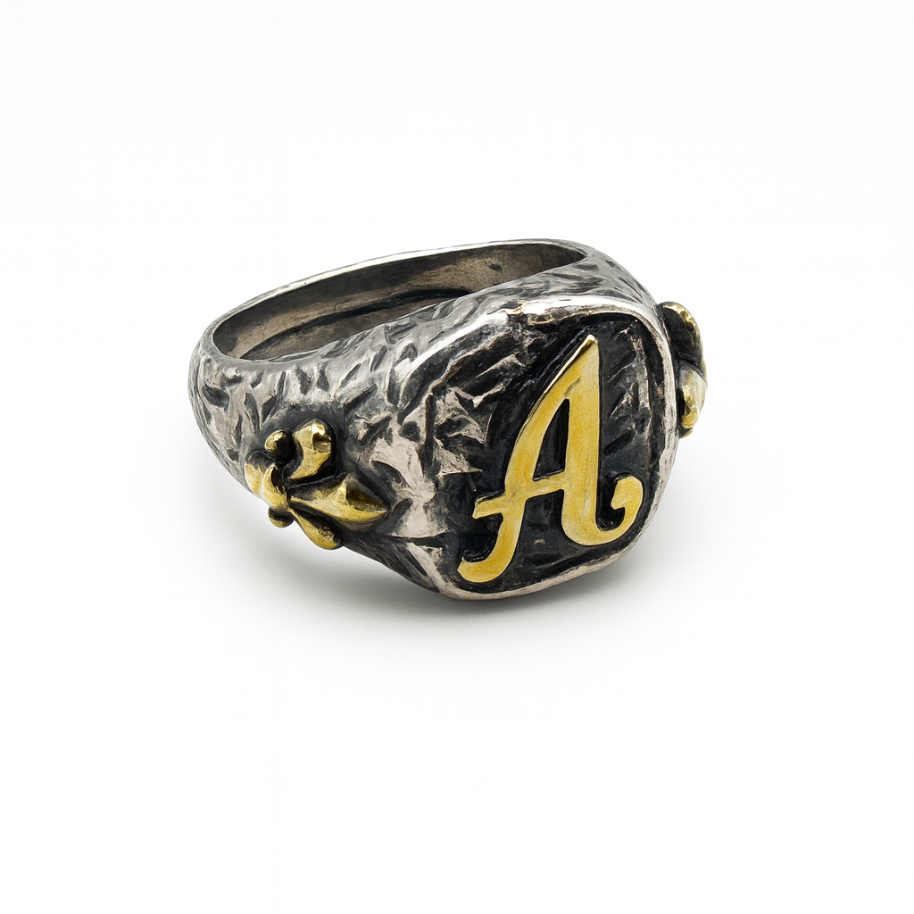 Anello In Argento 925 Battuto a Mano Con Lettera "A" A221