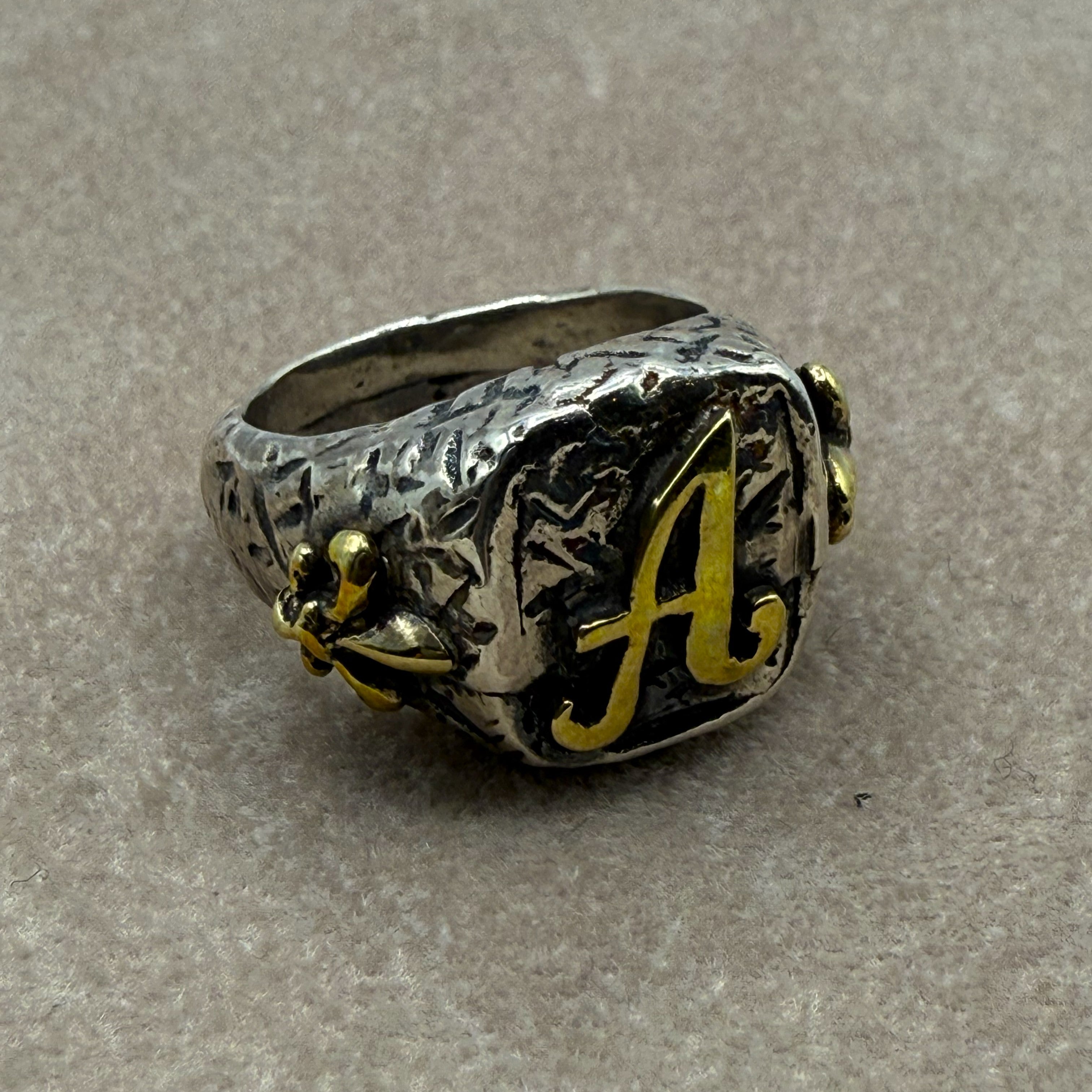 Anello In Argento 925 Battuto a Mano Con Lettera "A" A221