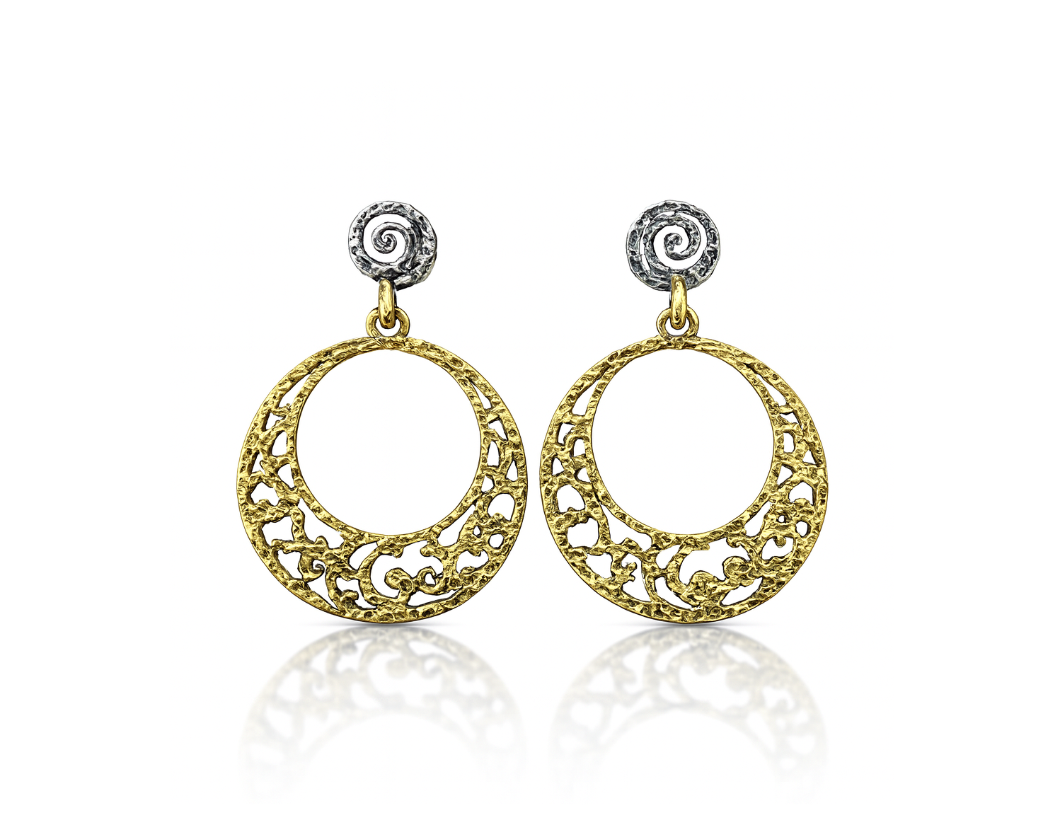 Orecchini Argento 925 Battuti circolari 012