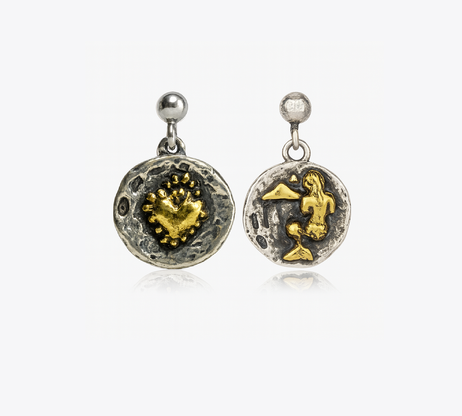 Orecchini Argento 925 Cuore e Sirena 072