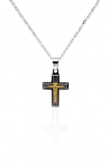 Collana Argento925 e Placcato Oro Con Ciondolo Crocifisso Art.PDUORO1007