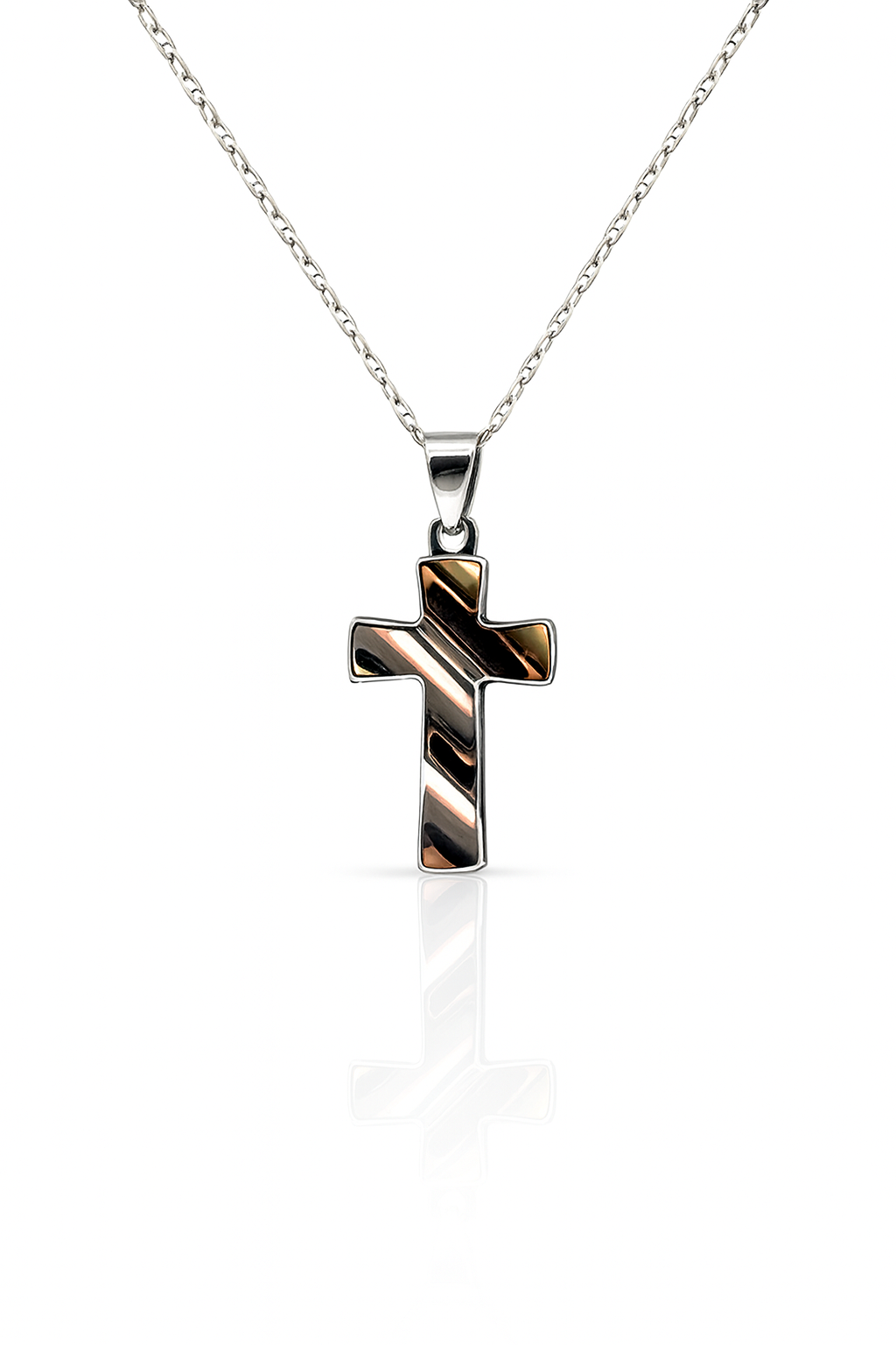 Collana Argento925 e Placcato Oro Con Ciondolo Crocifisso Art.PDUORO1005