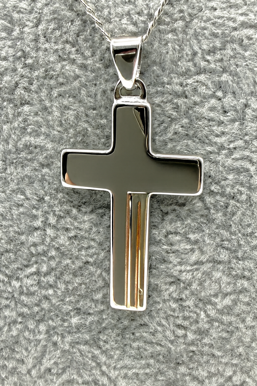 Collana Argento925 e Placcato Oro Con Ciondolo Crocifisso Art.PDUORO1012