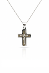 Collana Argento925 e Placcato Oro Con Ciondolo Crocifisso Art.PDUORO1008