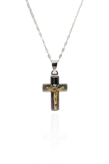Collana Argento925 e Placcato Oro Con Ciondolo Crocifisso Art.PDUORO1009