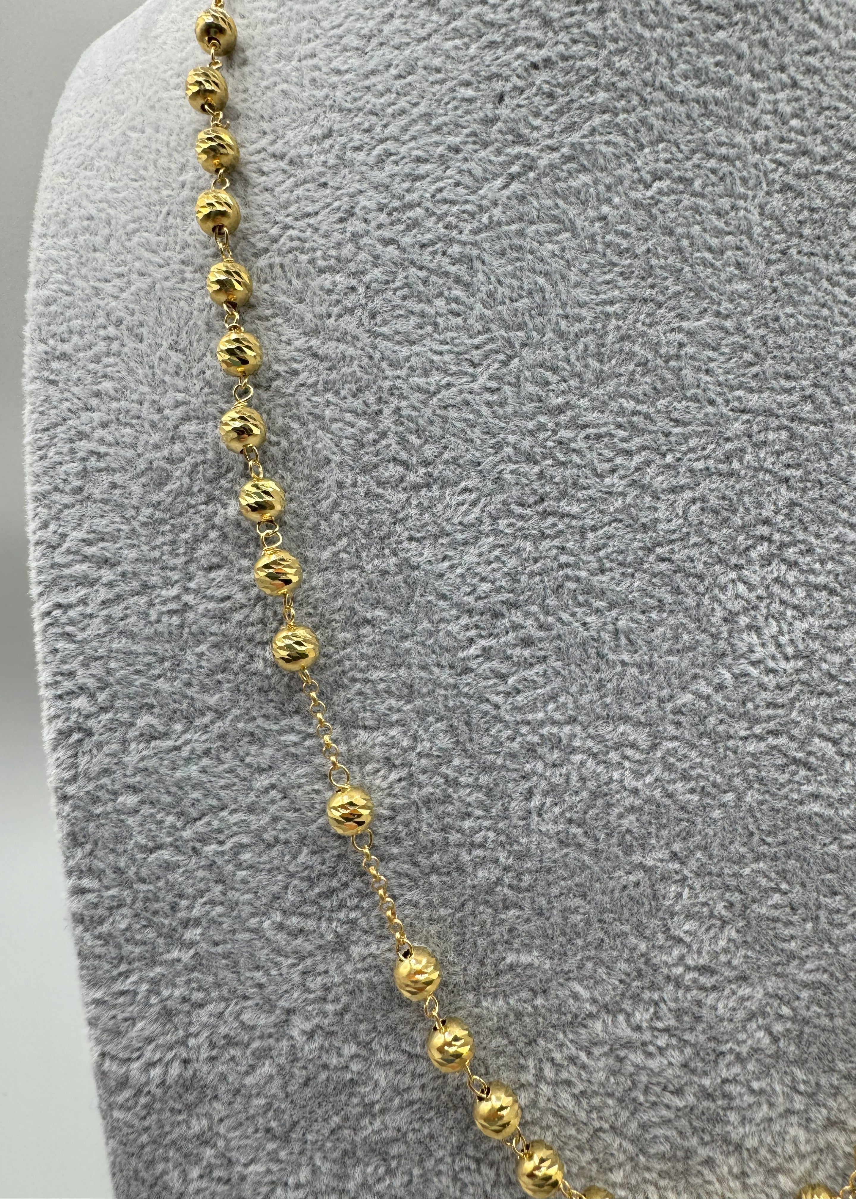 Collana Argento 925 Dorato Rosario Con Crocifisso e Madonnina