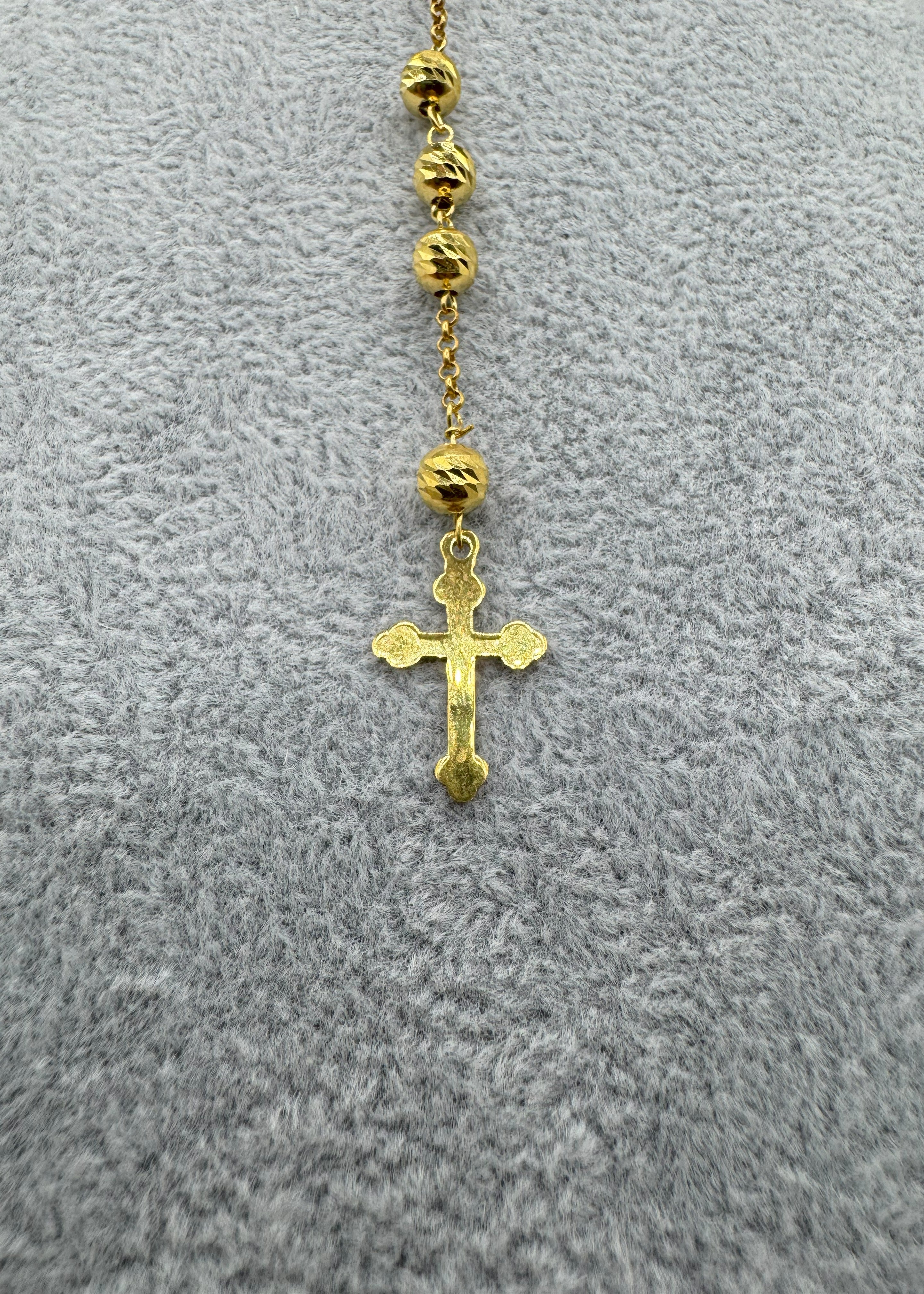 Collana Argento 925 Dorato Rosario Con Crocifisso e Madonnina