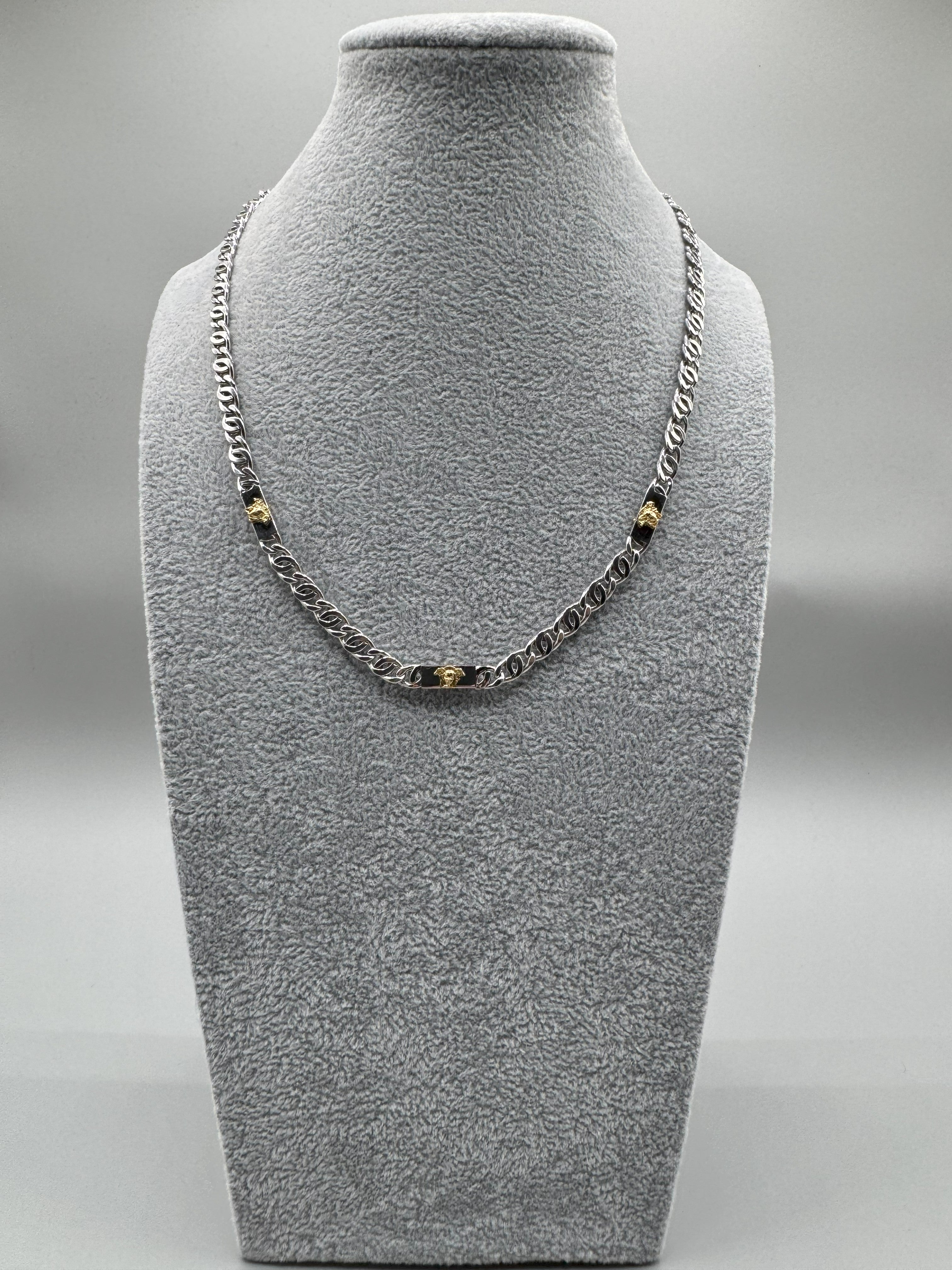 Collana Argento 925 Versace Con Anelli Battuti