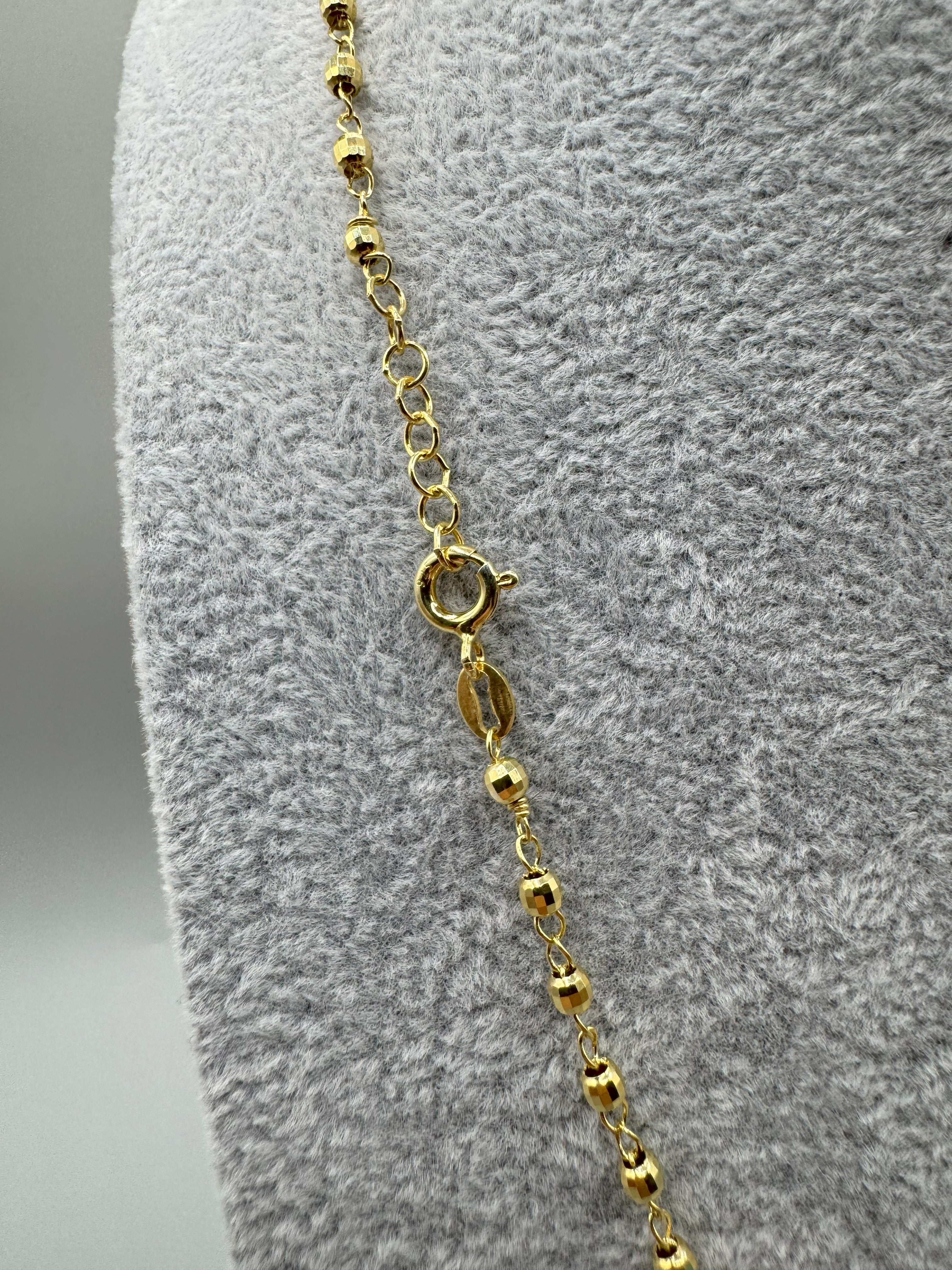 Collana Argento 925 Dorato Rosario Con Crocifisso e Madonnina