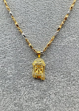 Collana Uomo Bicolore Argento 925 Con Ciondolo Gesù Zirconato