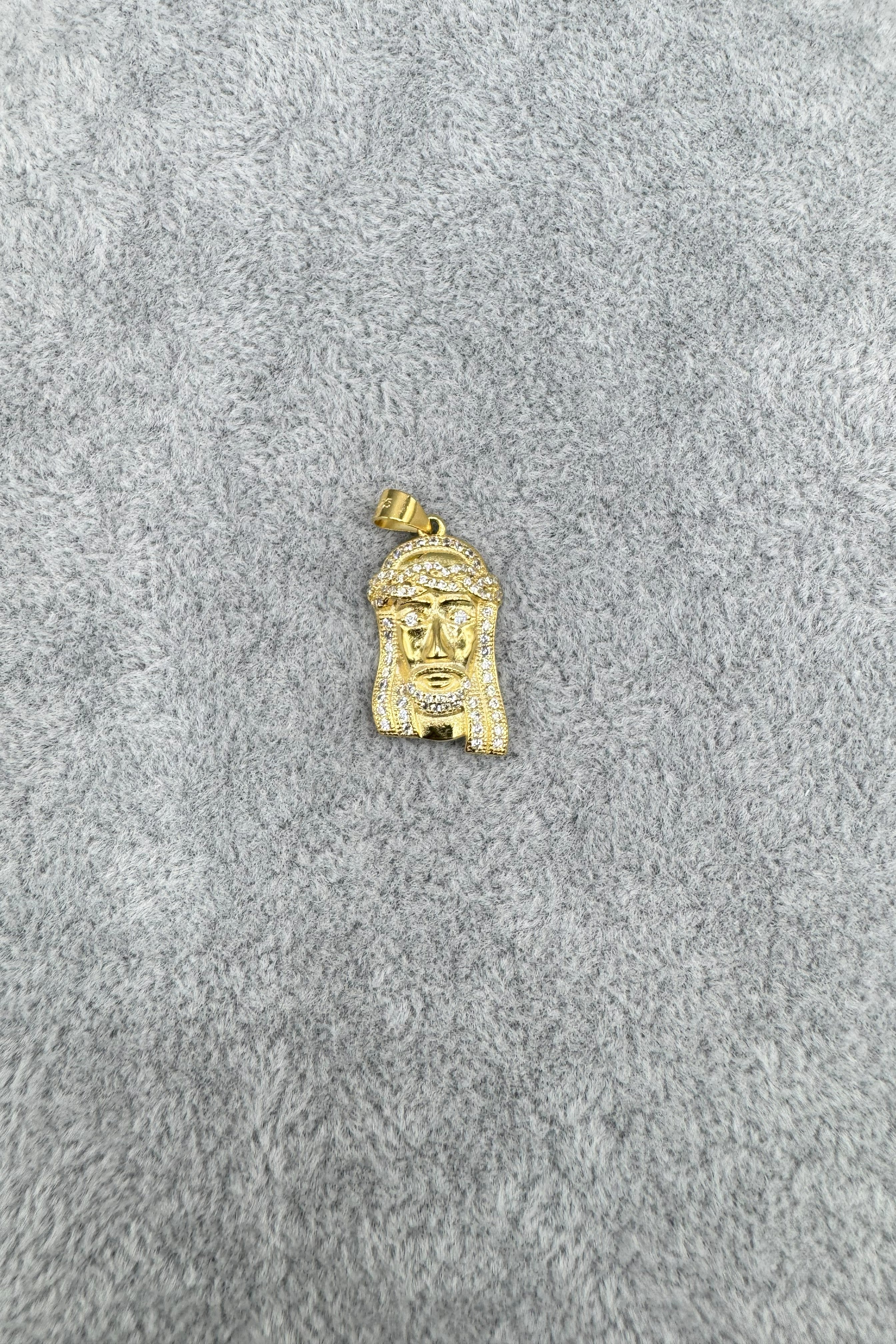 Ciondolo Gesù Argento925 Dorato Zirconato