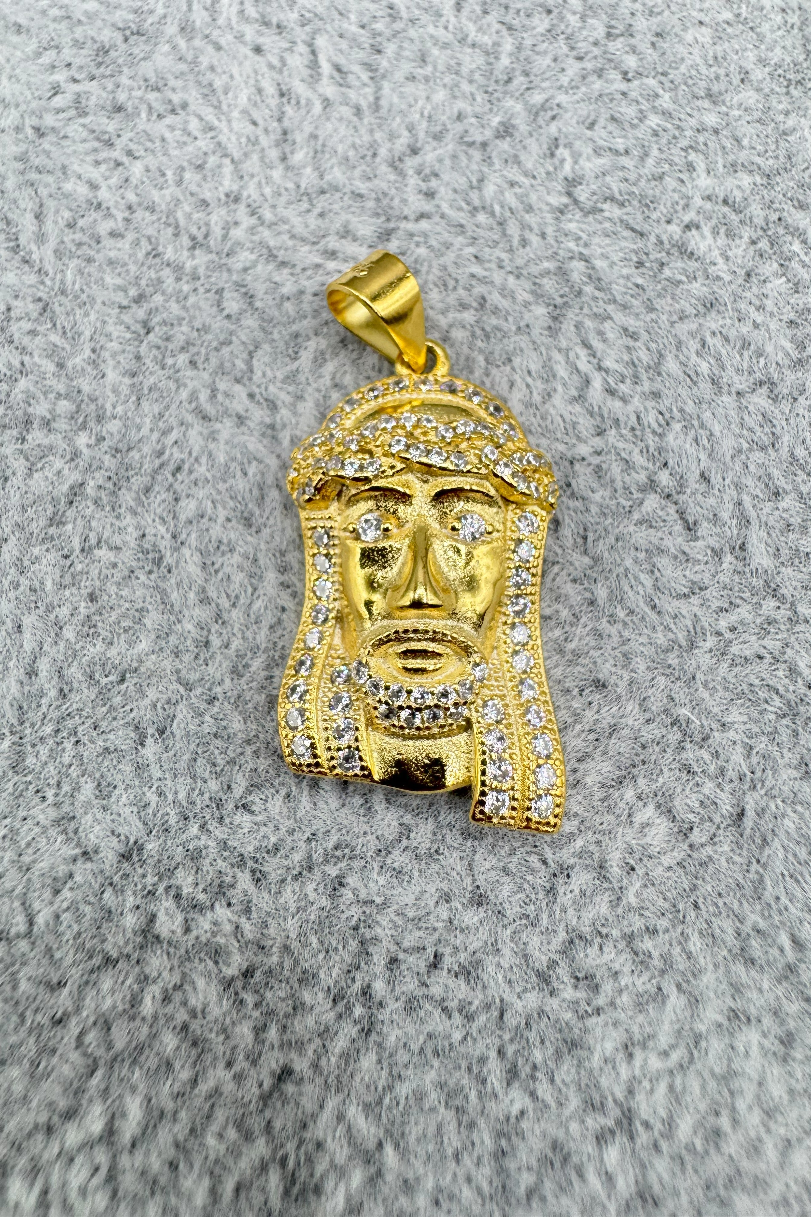 Collana Uomo Bicolore Argento 925 Con Ciondolo Gesù Zirconato