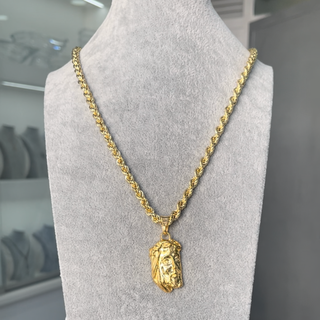 Collana Funetta 5 mm Con Ciondolo Gesu' Argento 925