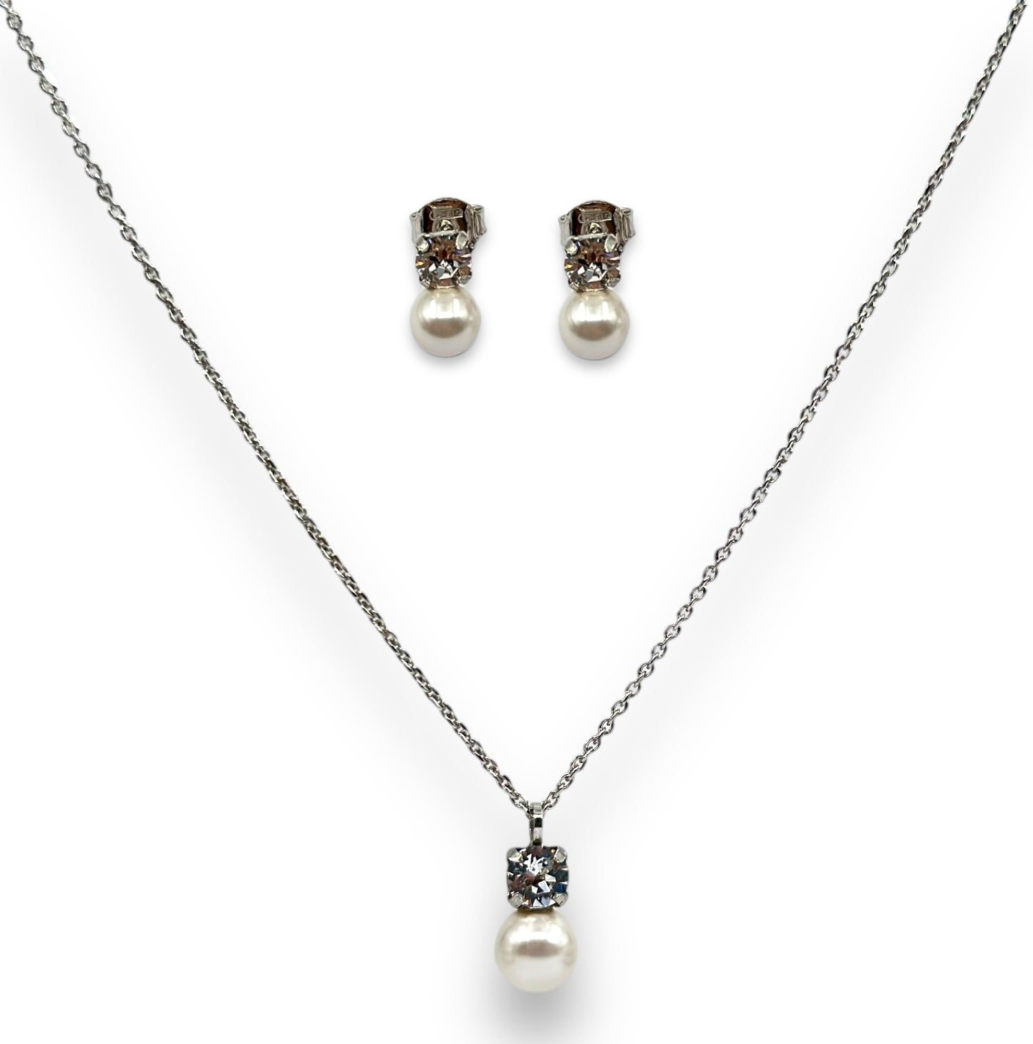 Completo Collana + Orecchini Con Perla e Zircone Art.OR24-CL08