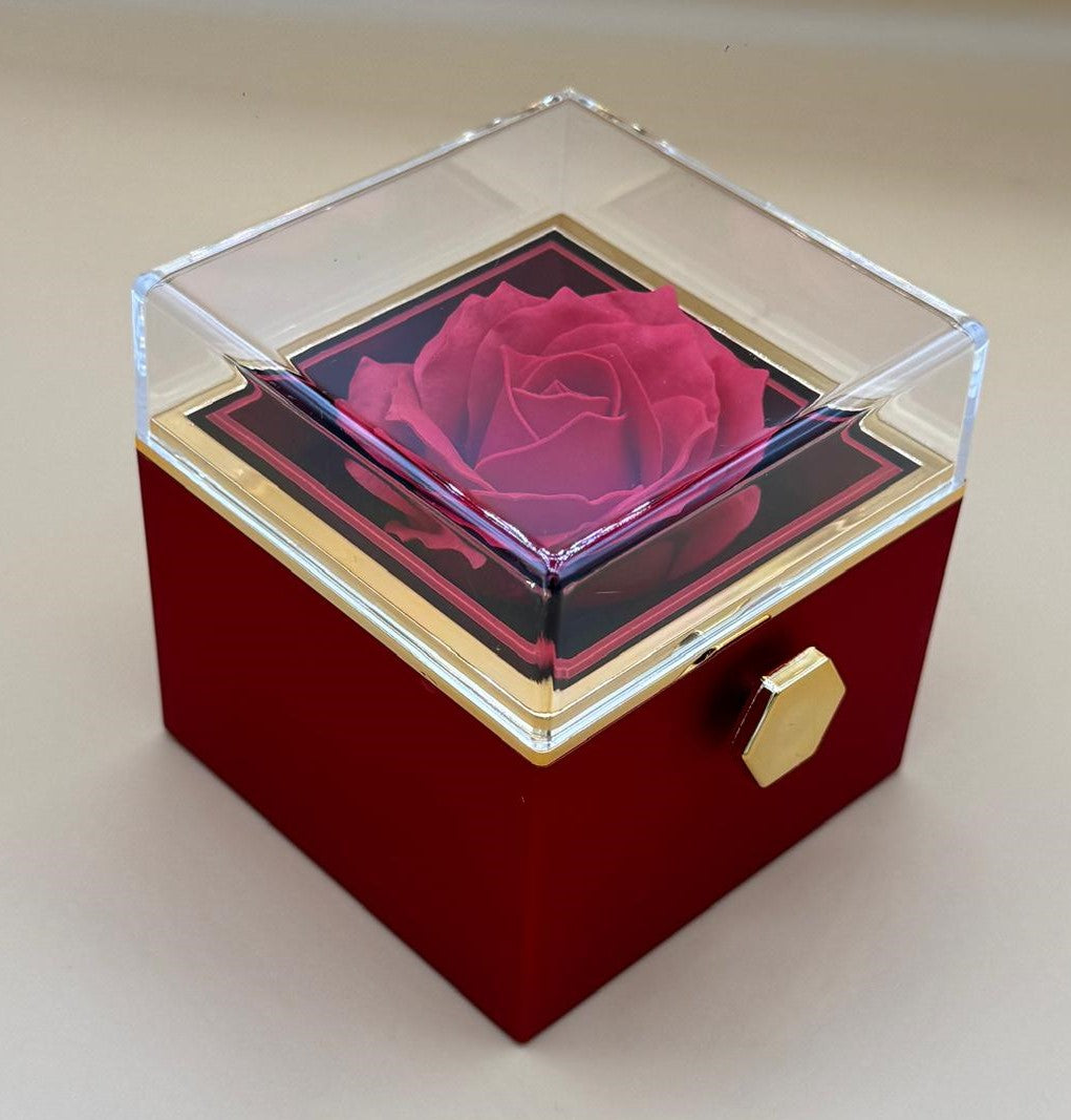 Cofanetto Girevole Per Gioielli Vari Colori Con Rosa Eterna