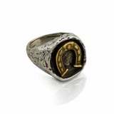 Anello In Argento 925 Battuto a Mano Con Ferro Di Cavallo A225