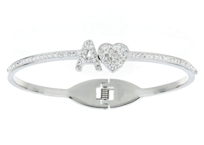 Bracciale Con Lettera Dalla "A" Alla "Z" e Cuore 10mm In Acciaio Art.BRLET100