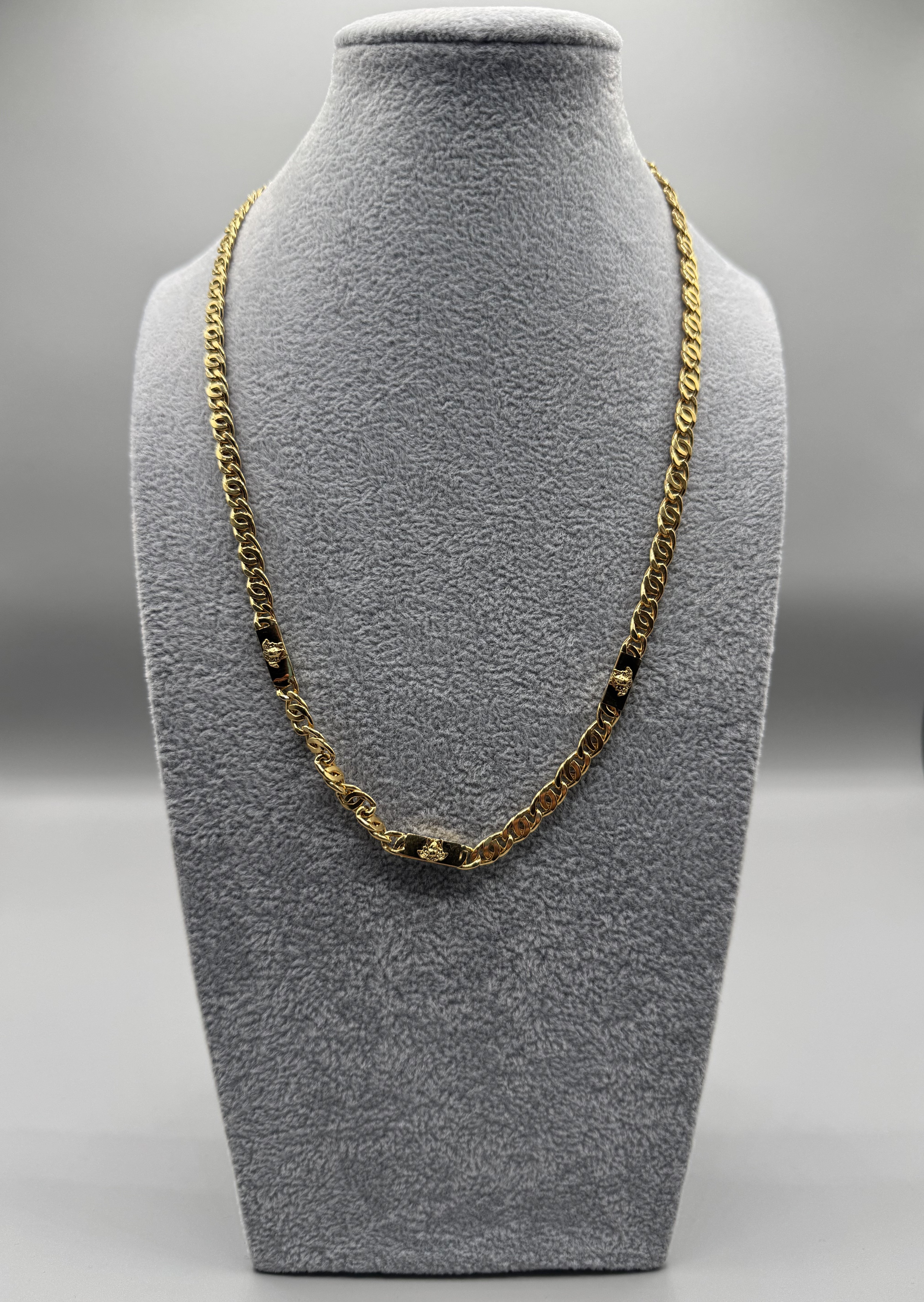 Collana Argento 925 Dorato Versace Con Anelli Battuti