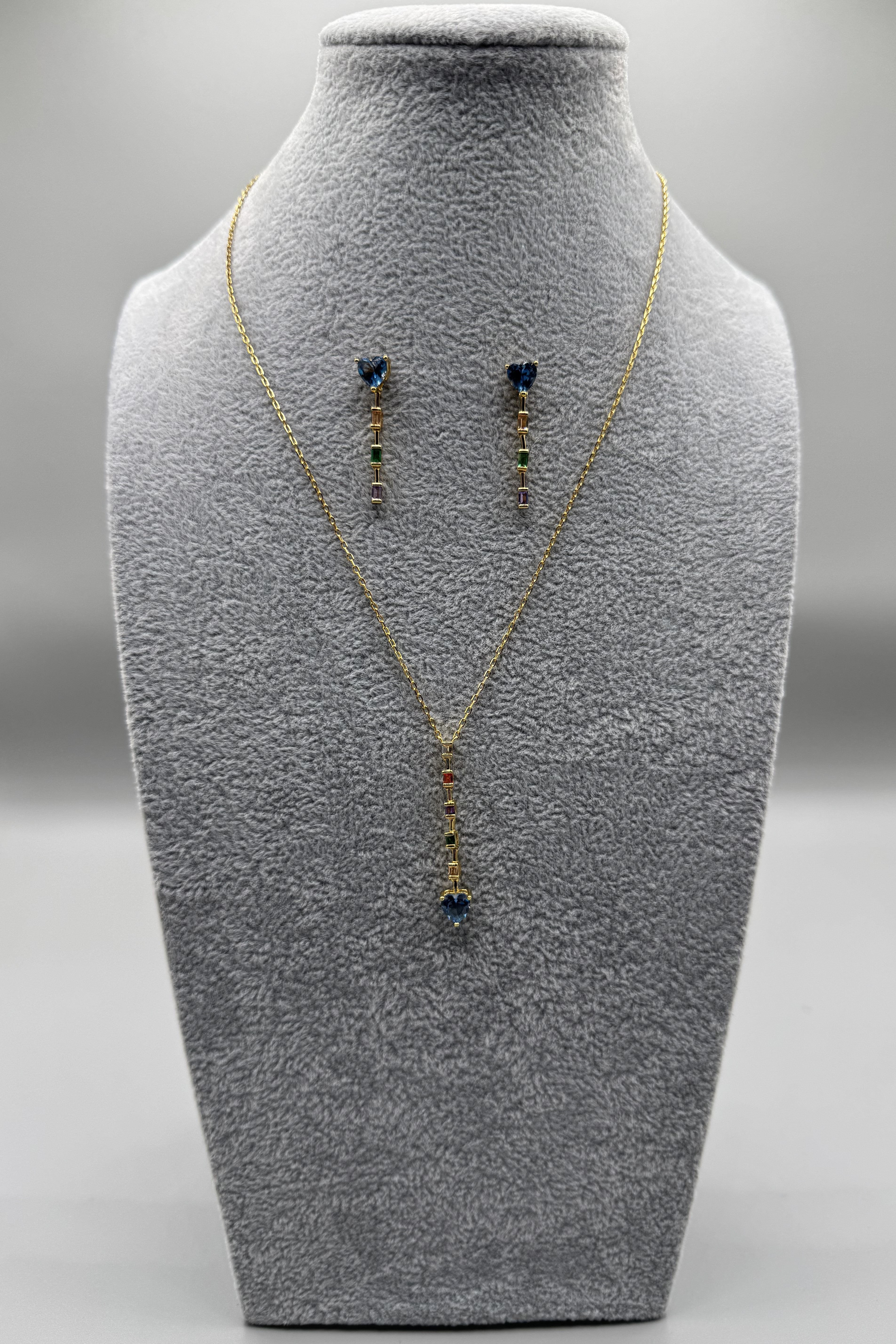 Completo Collana + Orecchini Cuore Pendente Argento925 Dorato