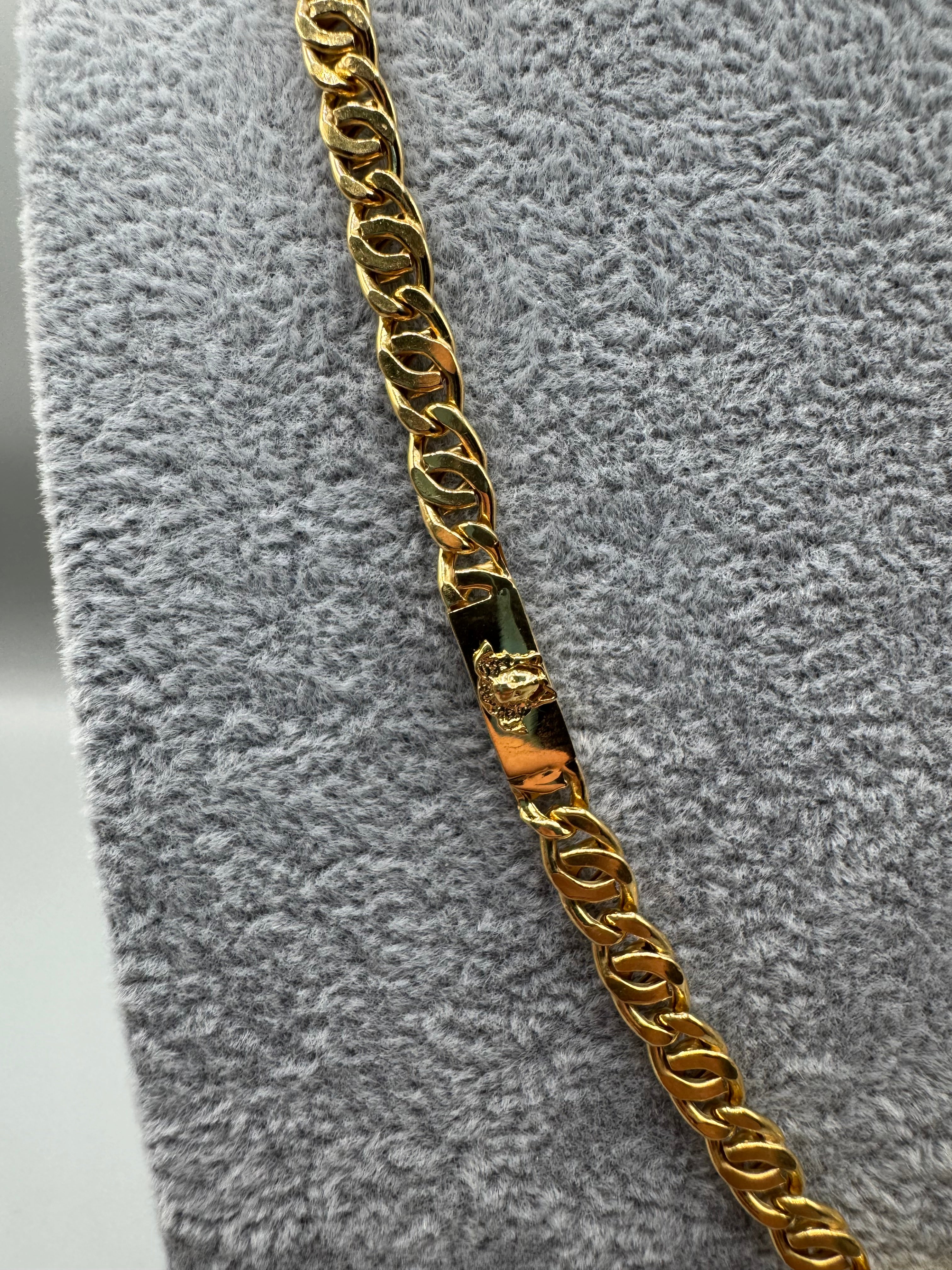 Collana Argento 925 Dorato Versace Con Anelli Battuti