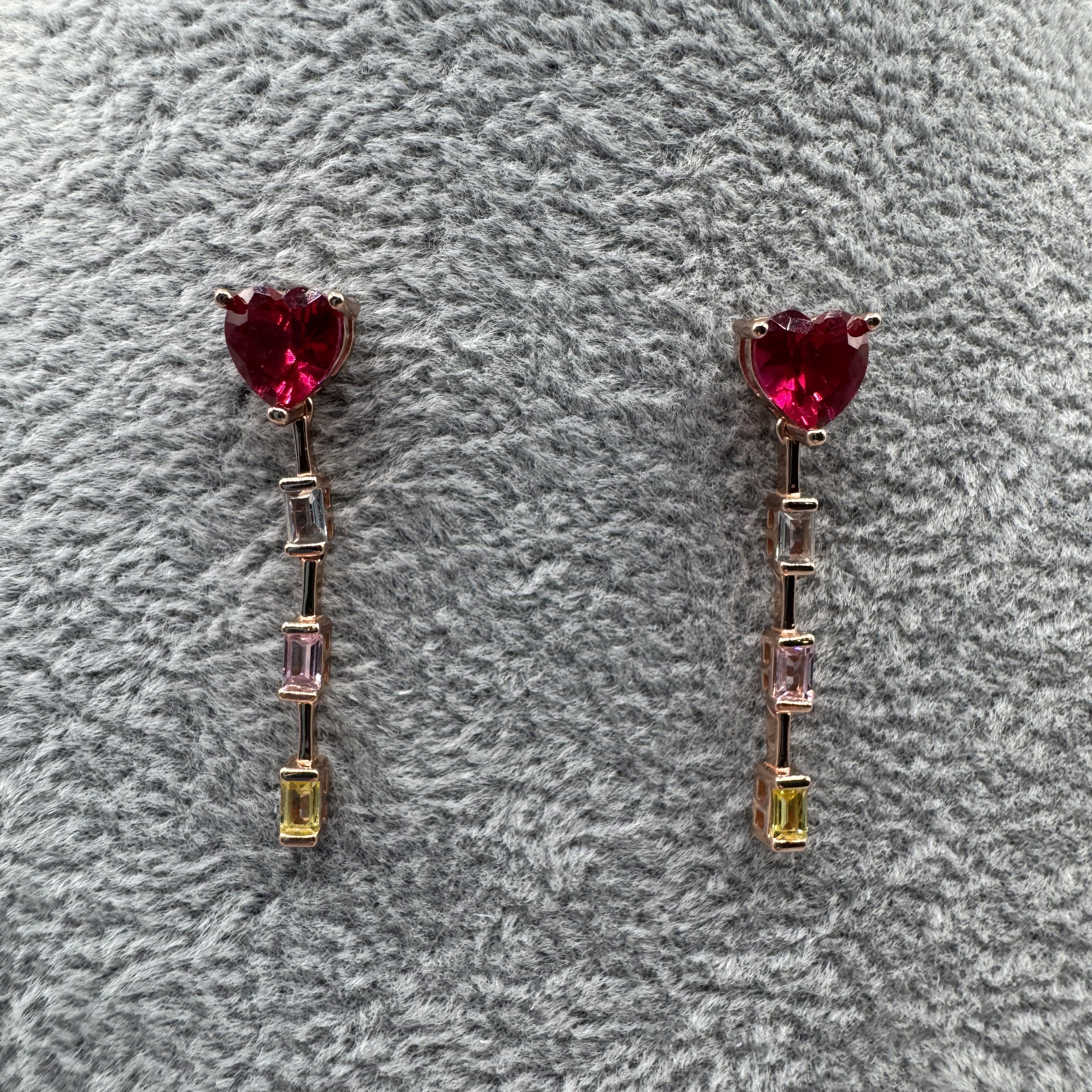 Orecchini Pendenti in Argento925 Ramati Con Cuori