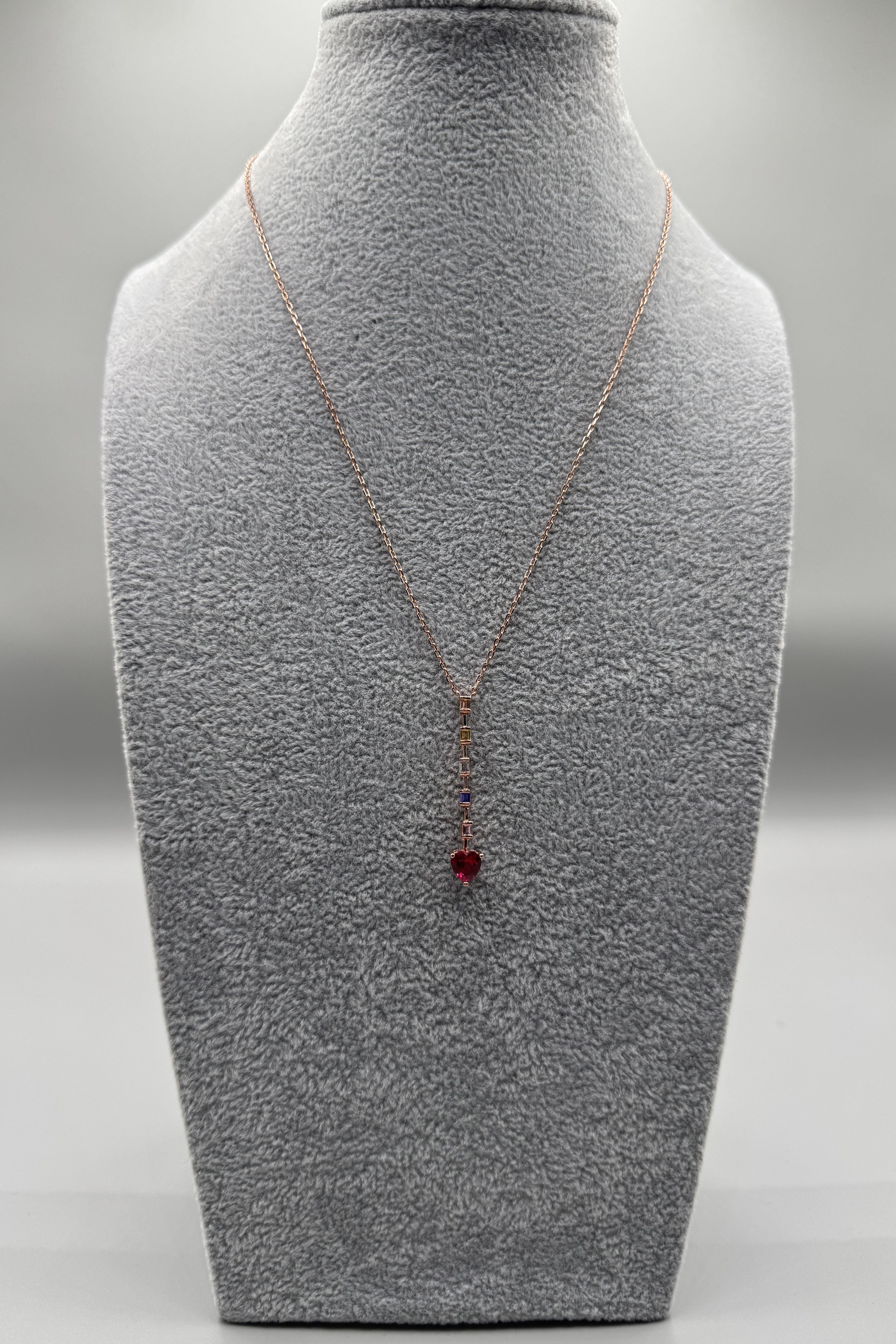 Collana Argento925 Ramato Con Cuore Pendente e Zirconi