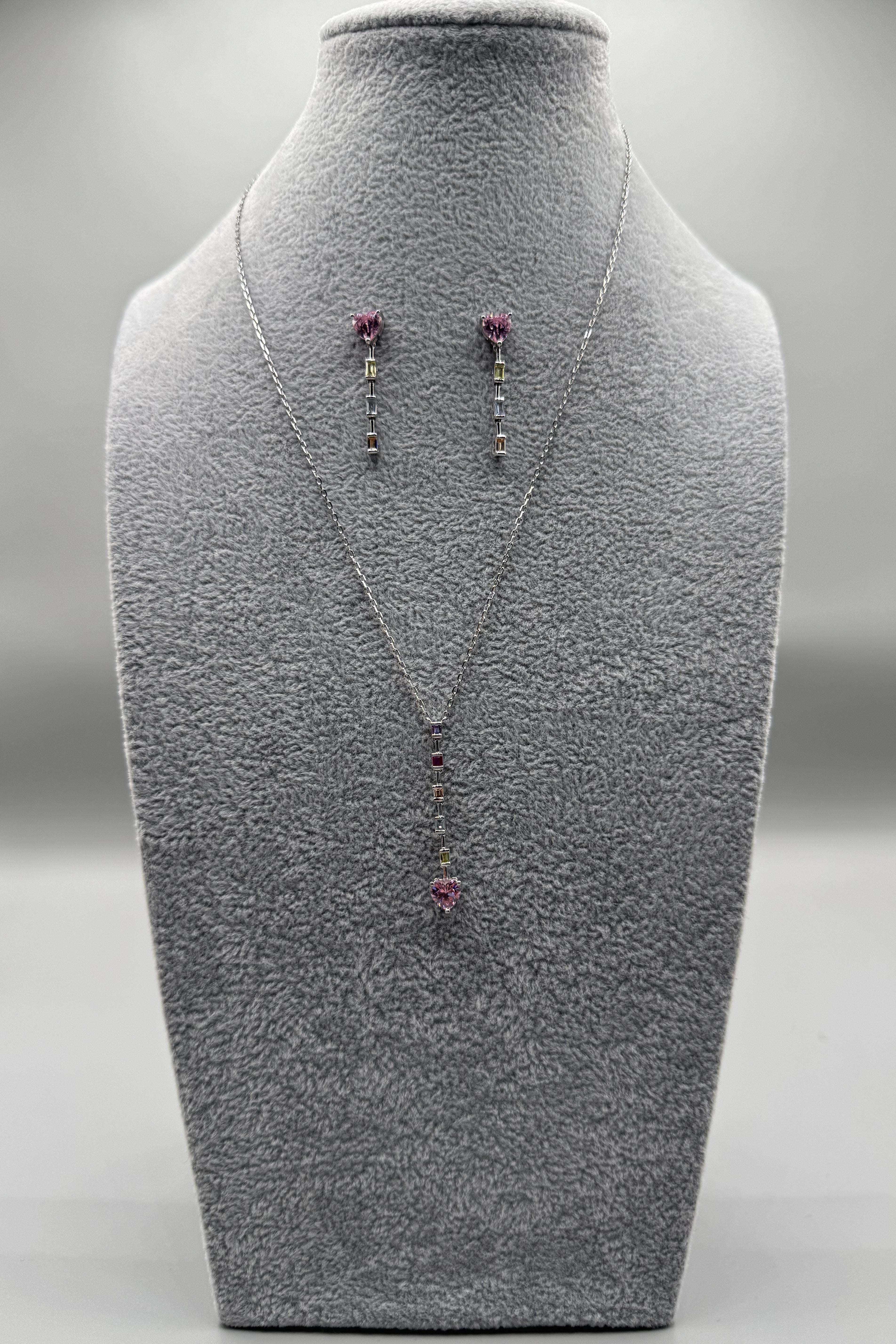 Completo Collana + Orecchini Cuore Pendente Argento925