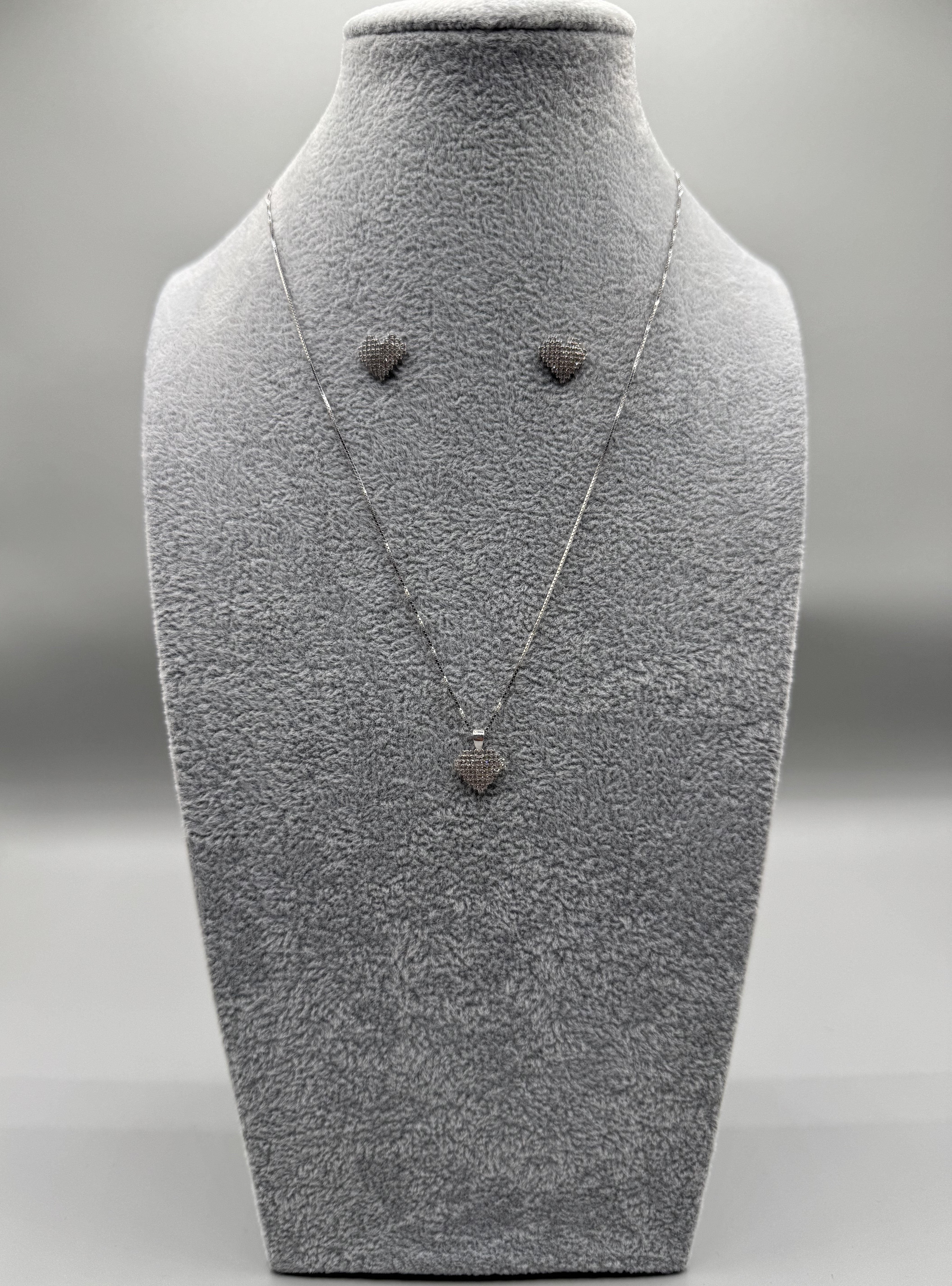 Completo Collana + Orecchini Fantasia Cuore Sagomato Argento925