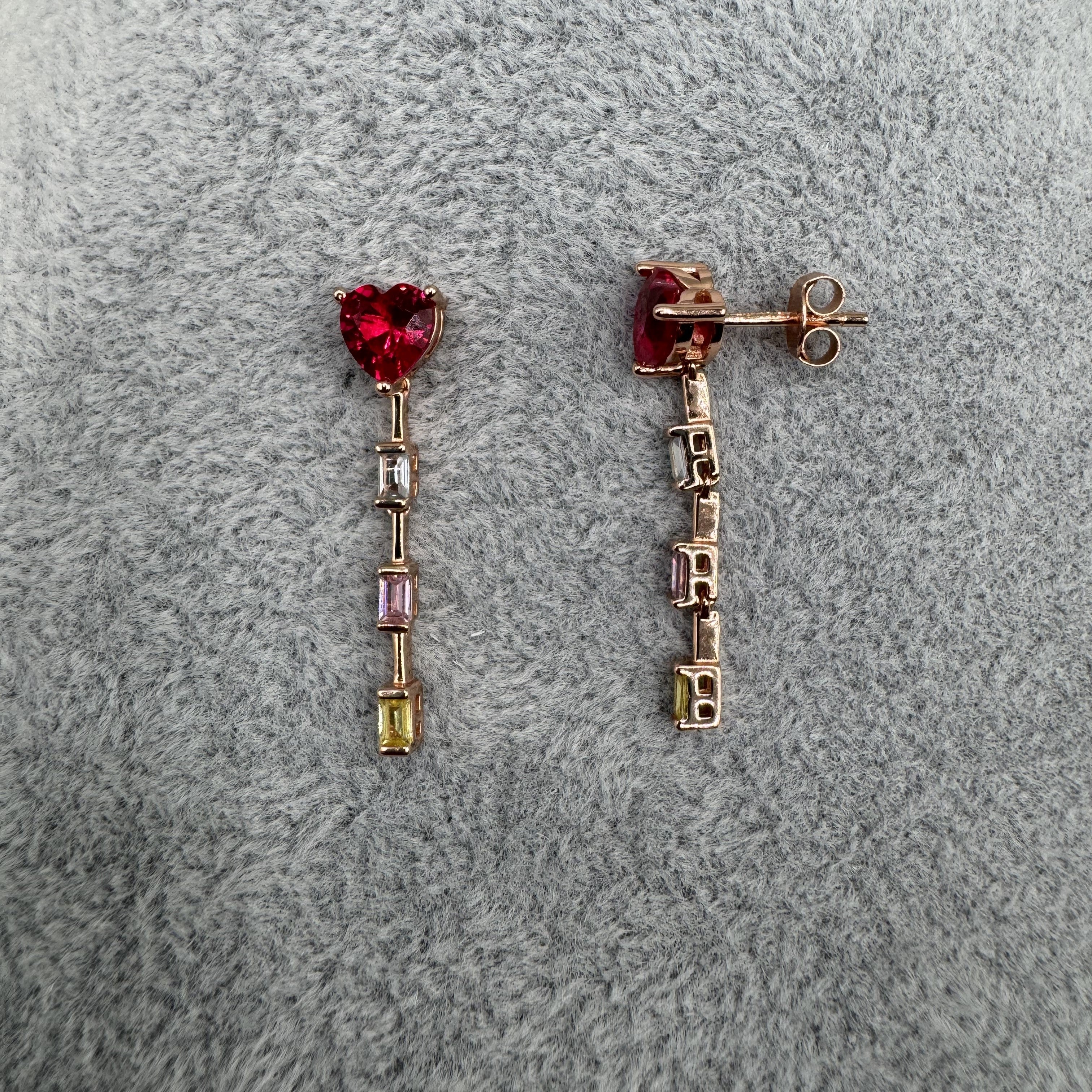 Orecchini Pendenti in Argento925 Ramati Con Cuori