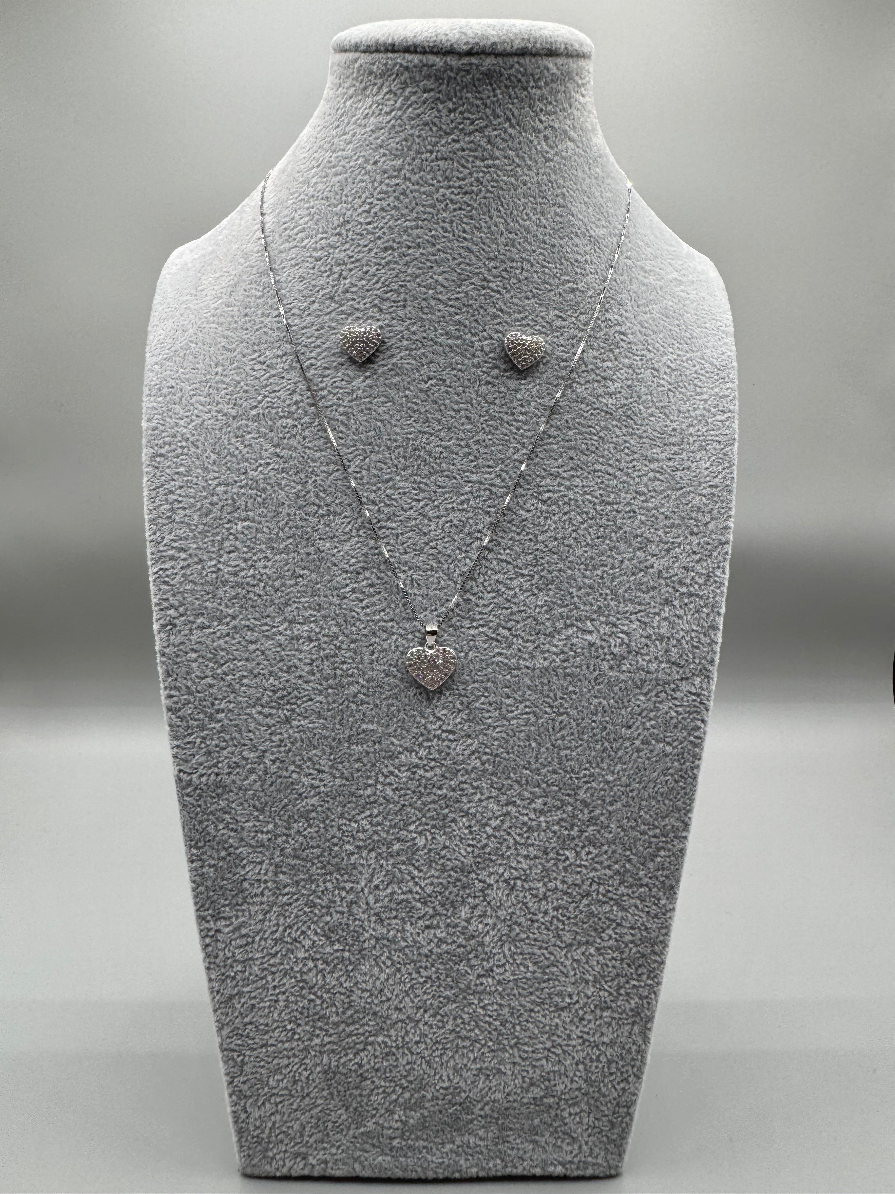 Completo Collana + Orecchini Fantasia Cuore Argento925