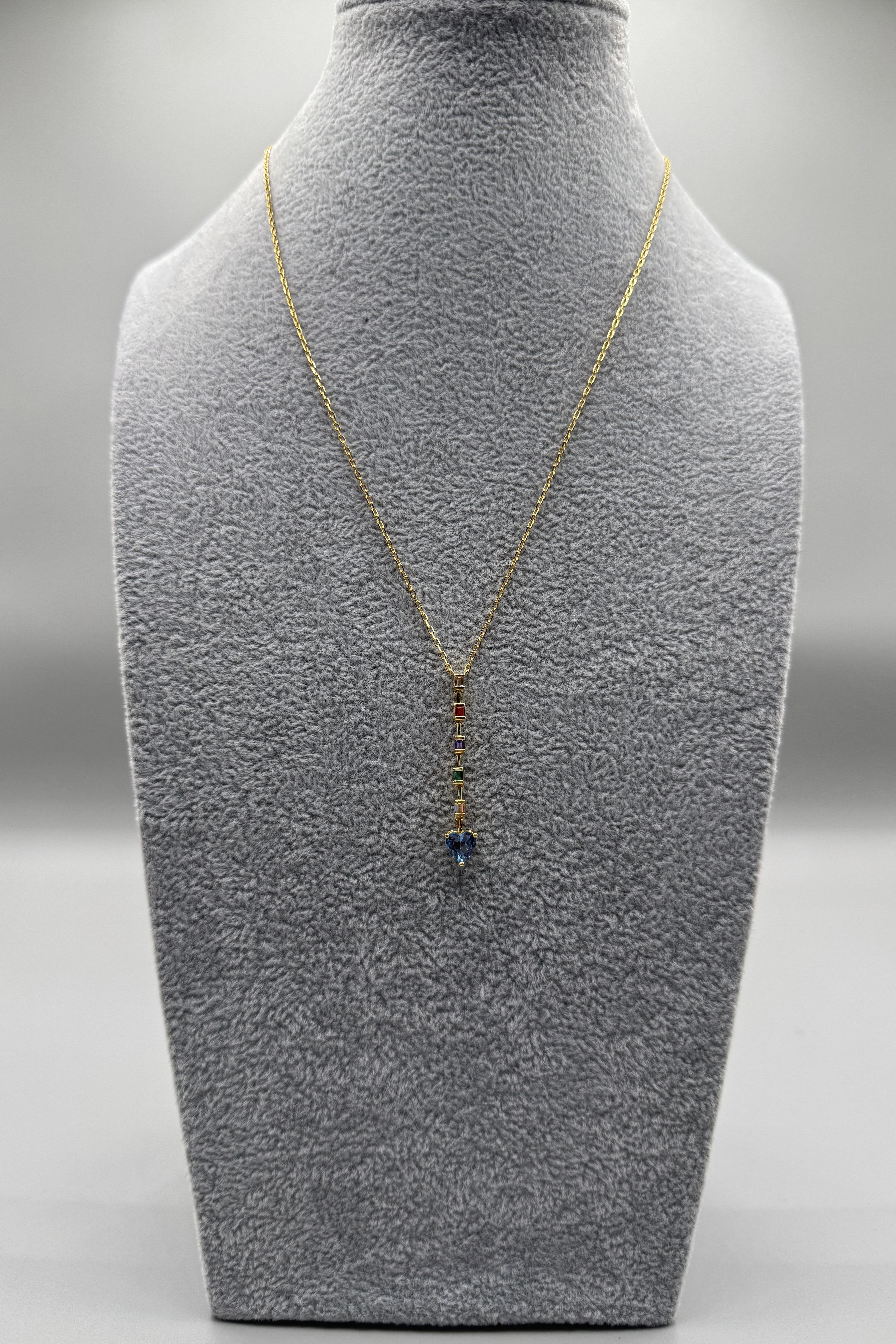 Collana Argento925 Dorato Con Cuore Pendente e Zirconi